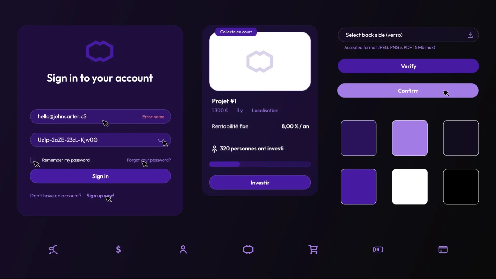 Élements UI UX Coin District