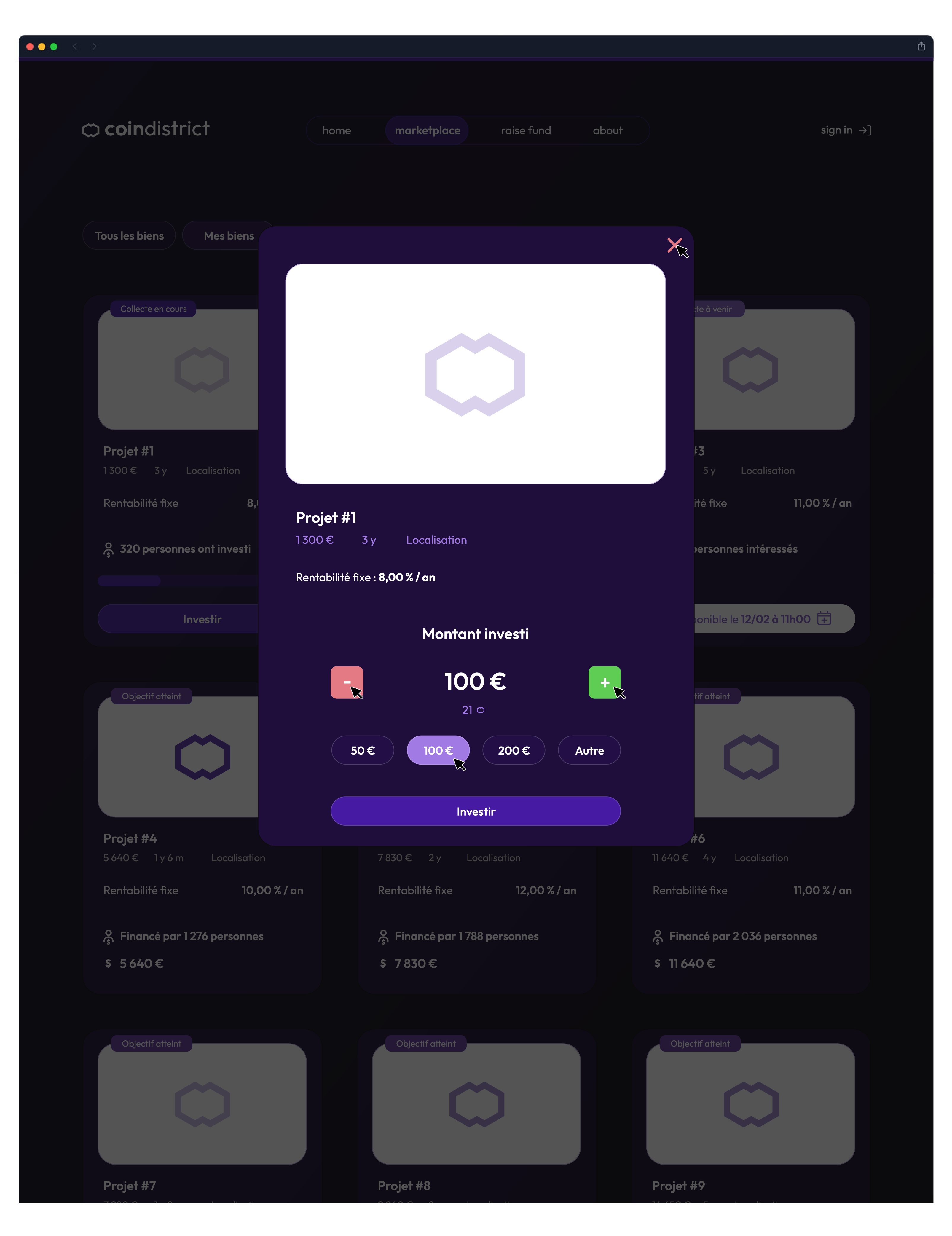 Exemple web design page pop-up